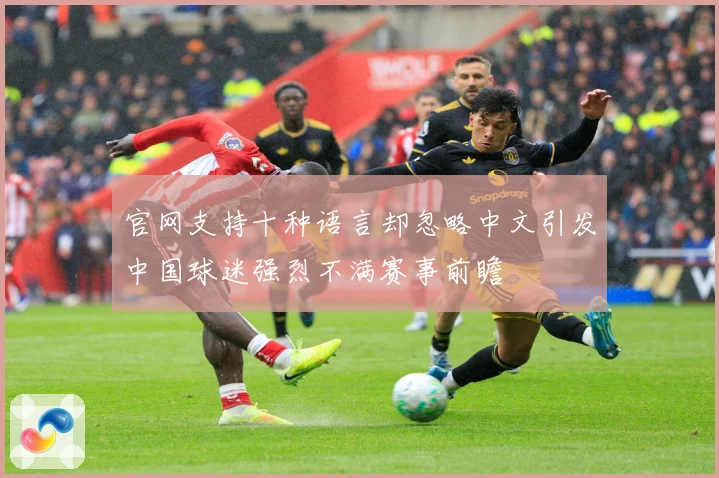 官网支持十种语言却忽略中文引发中国球迷强烈不满赛事前瞻